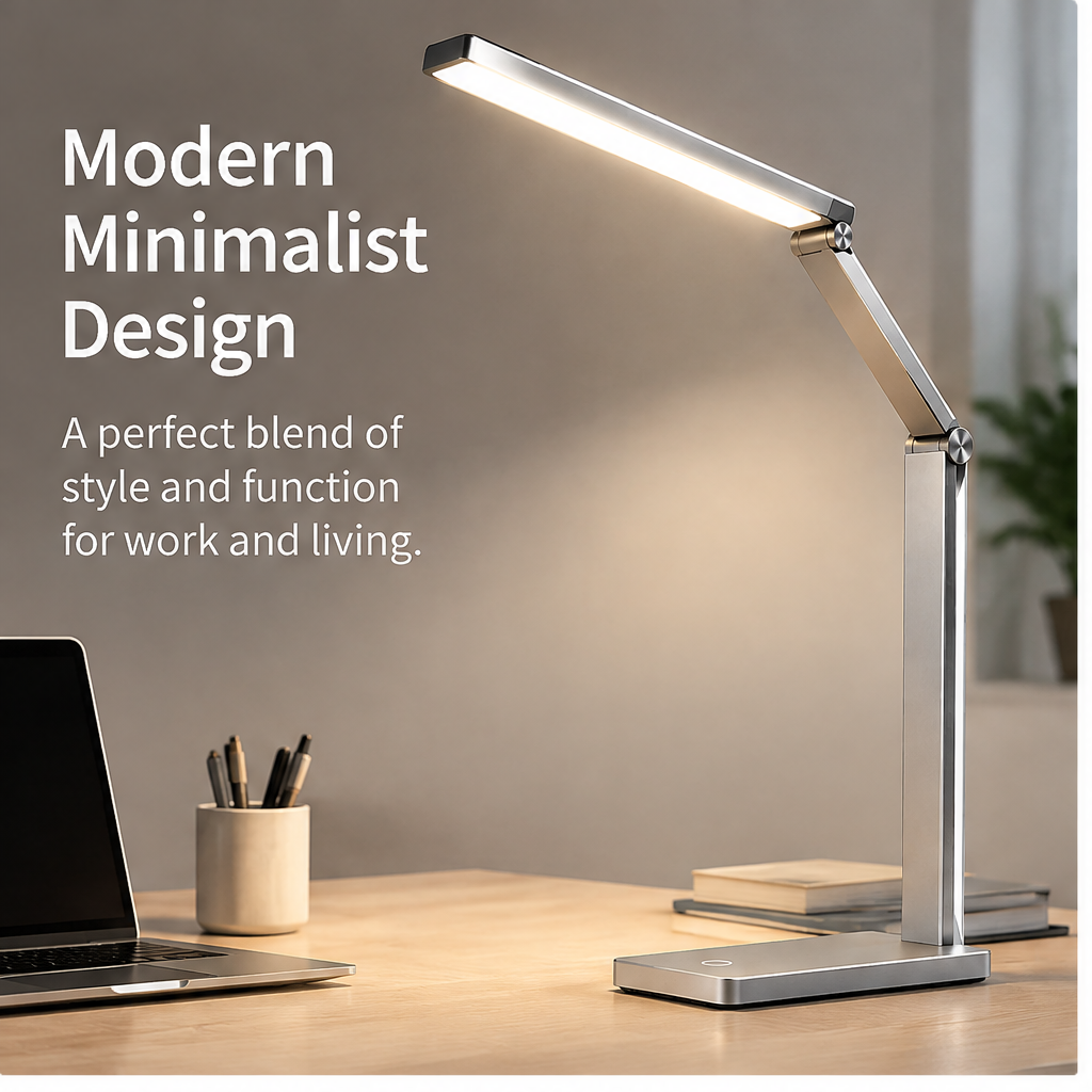 TOWWIY® desk lamp 3 color modes and stepless dimming — 3000K warm relax & unwind, 4000K natural read & focus, 6000K cool work & create