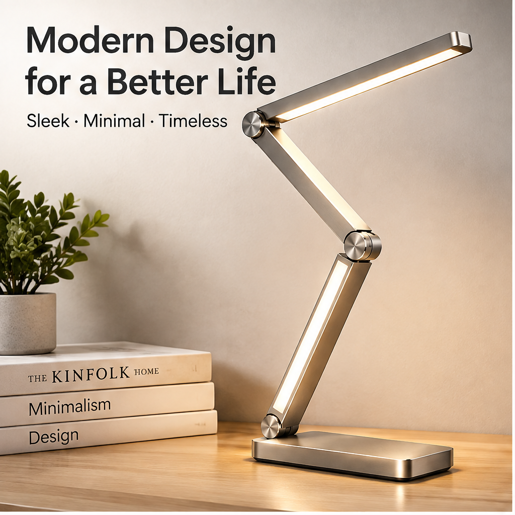 TOWWIY® desk lamp modern design for a better life — sleek, minimal, timeless, in cozy home setting