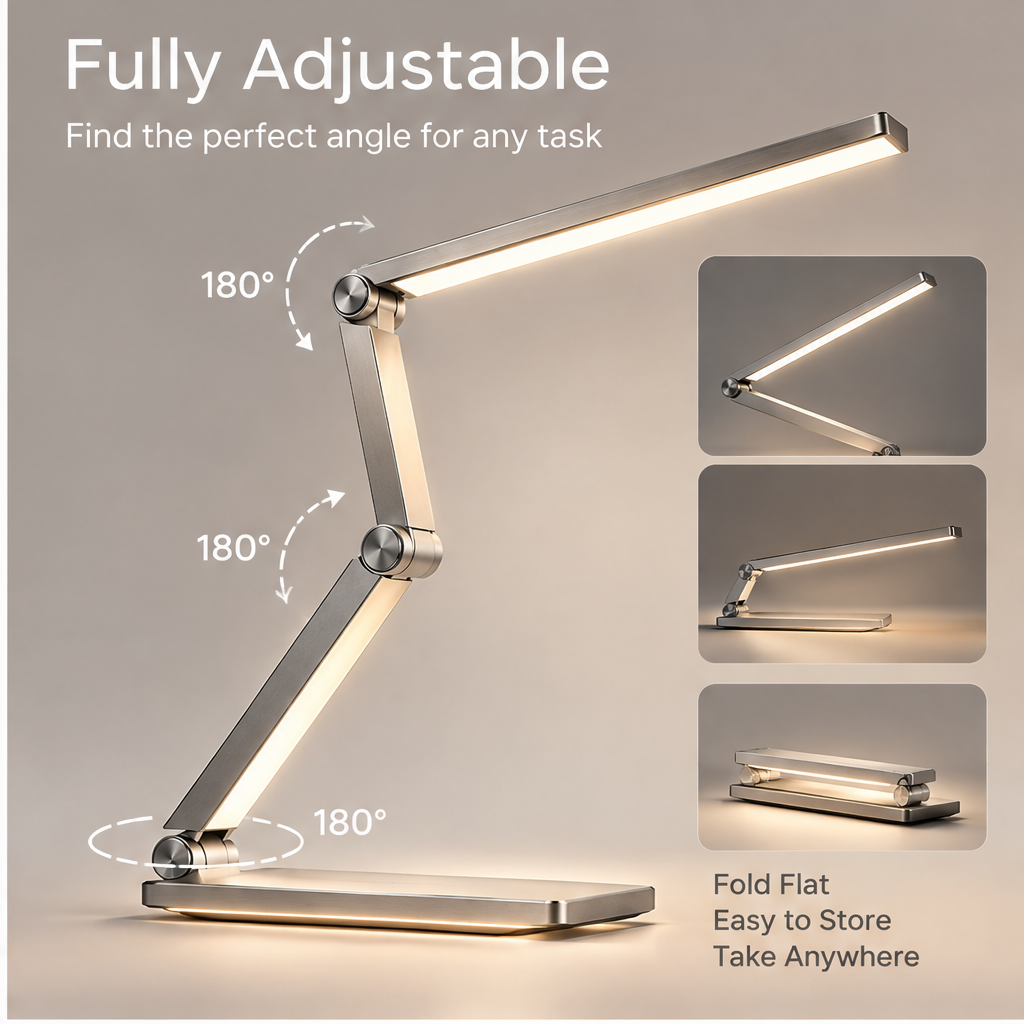 TOWWIY® desk lamp gentle on your eyes — no flicker, no glare, low blue light, even light distribution