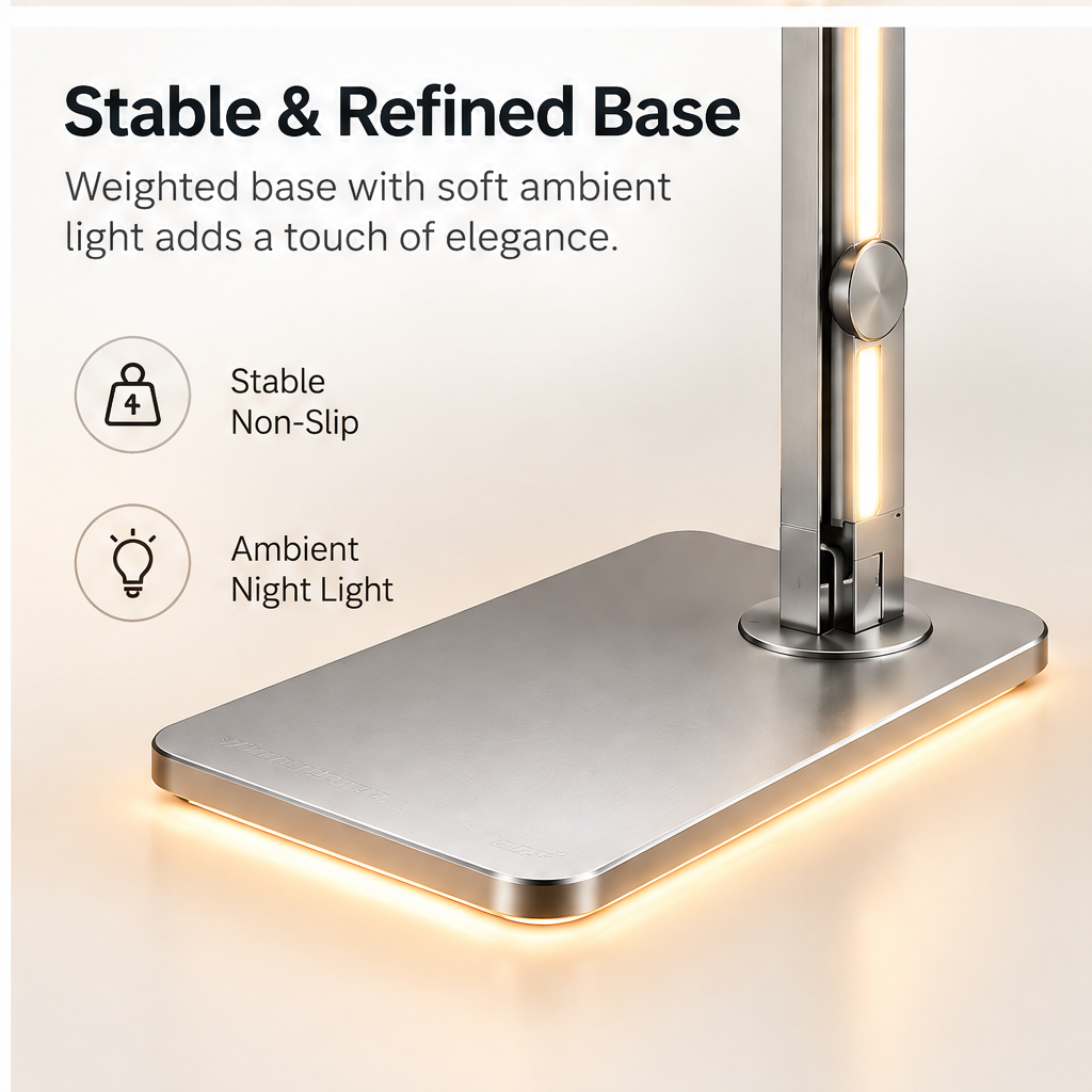 TOWWIY® eye-caring LED light — No Flicker, Low Blue Light, Stepless Dimming, 3 Color Temperatures, Warm Light 3000K, Neutral Light 4000K, Cool Light 6000K, soft uniform flicker-free lighting reduces eye strain