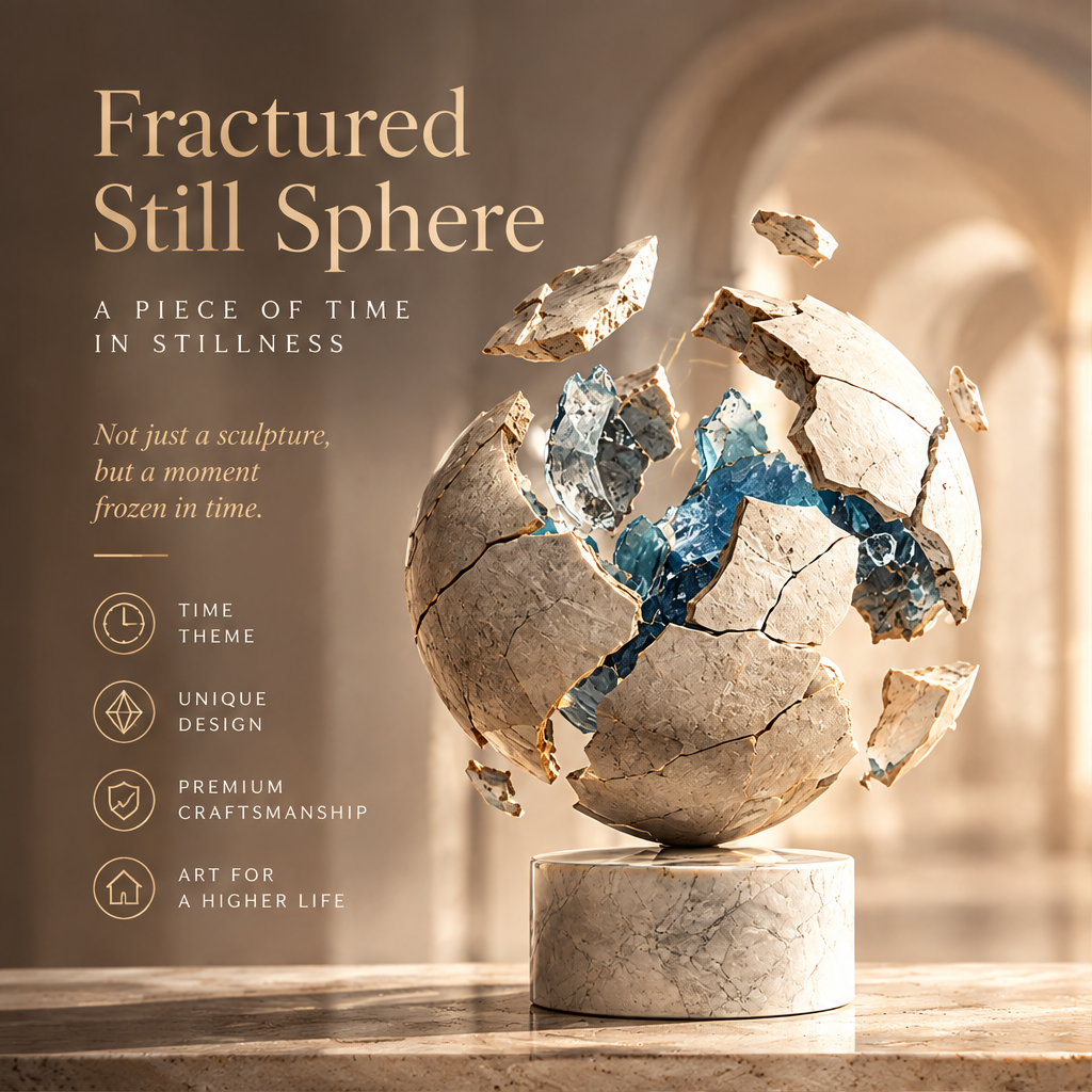 DETAILS REDEFINE TIME – Close-up of matte stone texture meets crystalline core, a fusion of the natural and the cosmic
