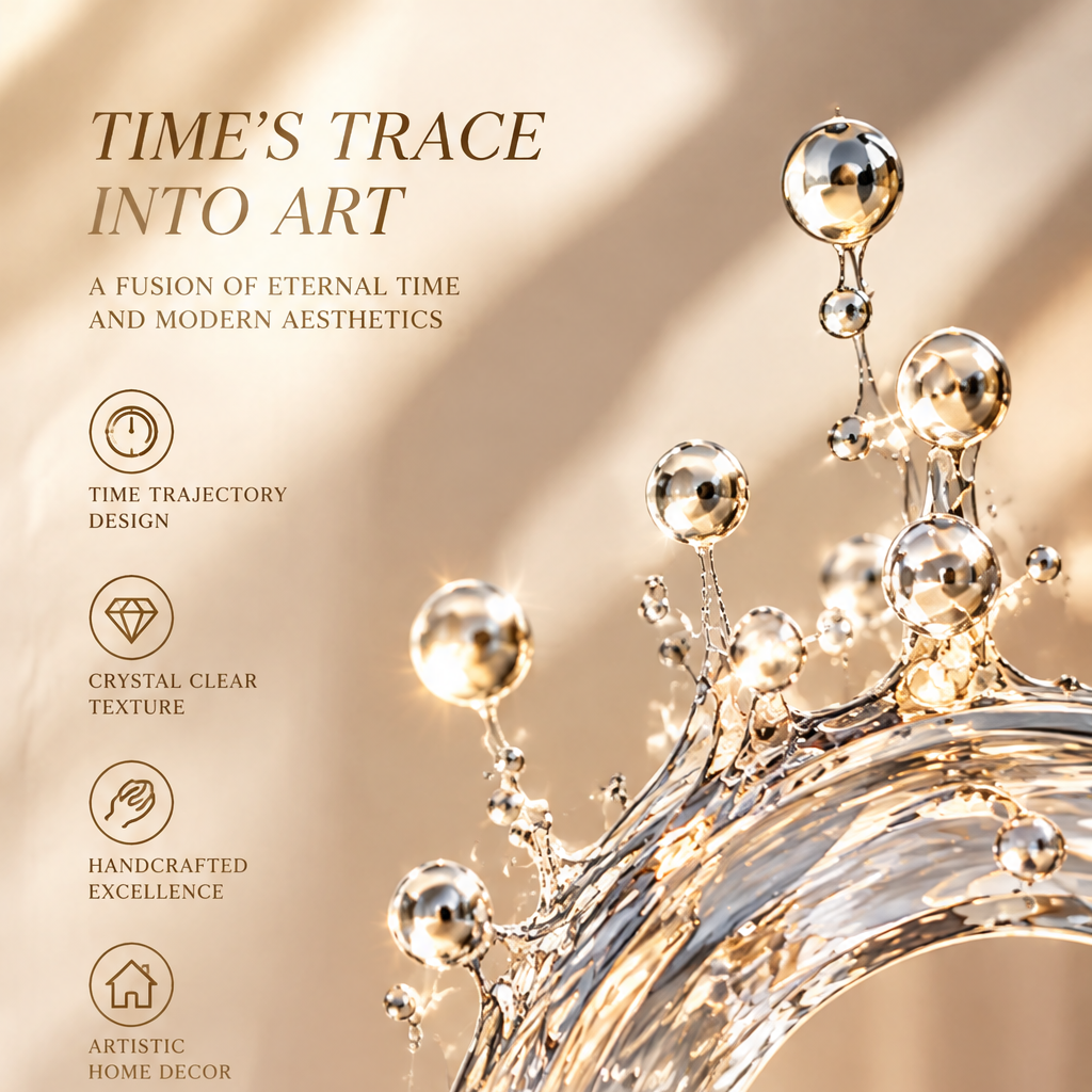TIME’S TRACE INTO ART – A Fusion of Eternal Time and Modern Aesthetics. Features: Time Trajectory Design, Crystal Clear Texture, Handcrafted Excellence, Artistic Home Decor